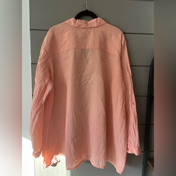 Eileen Fisher peach tunic Blouse 100% Pure Irish Linen Popover Oversized XL EUC - Picture 4 of 8